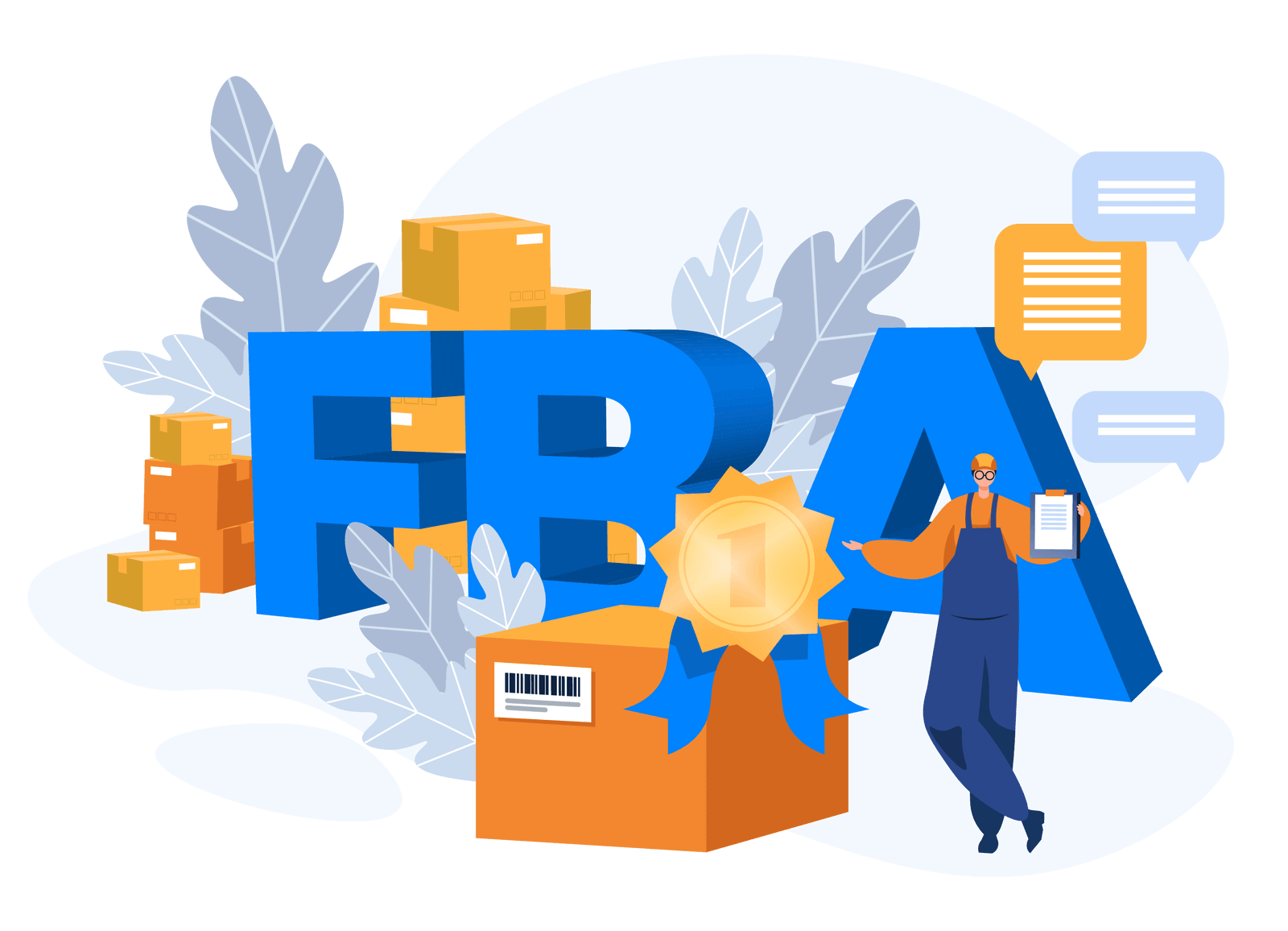 Illustration of automated FBA prep handling labels, polybags, and shipment plans